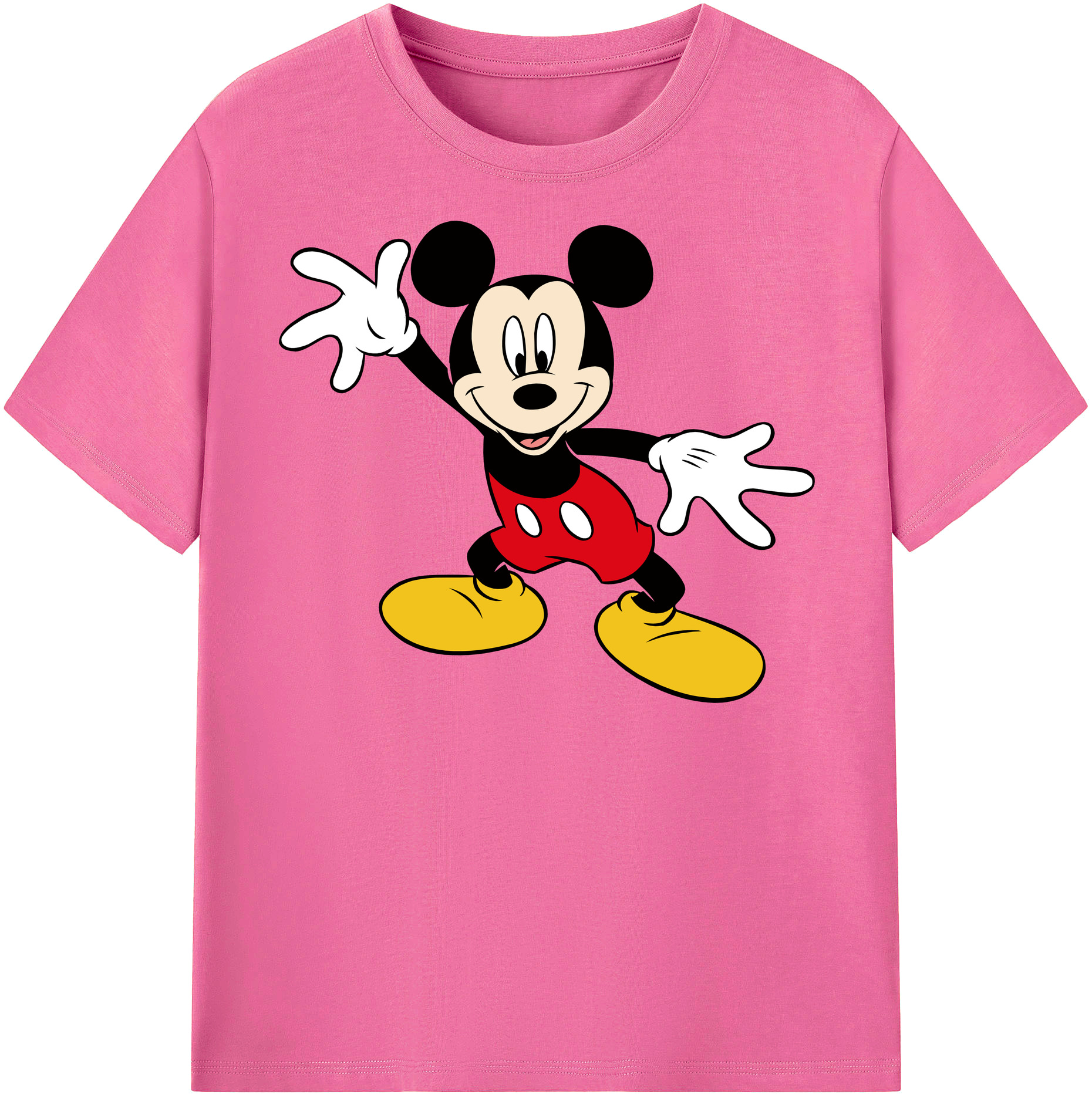 （画像用） ミッキーマウス Mickey Mouse レディースカジュアルプリントTシャツ（綿100％）